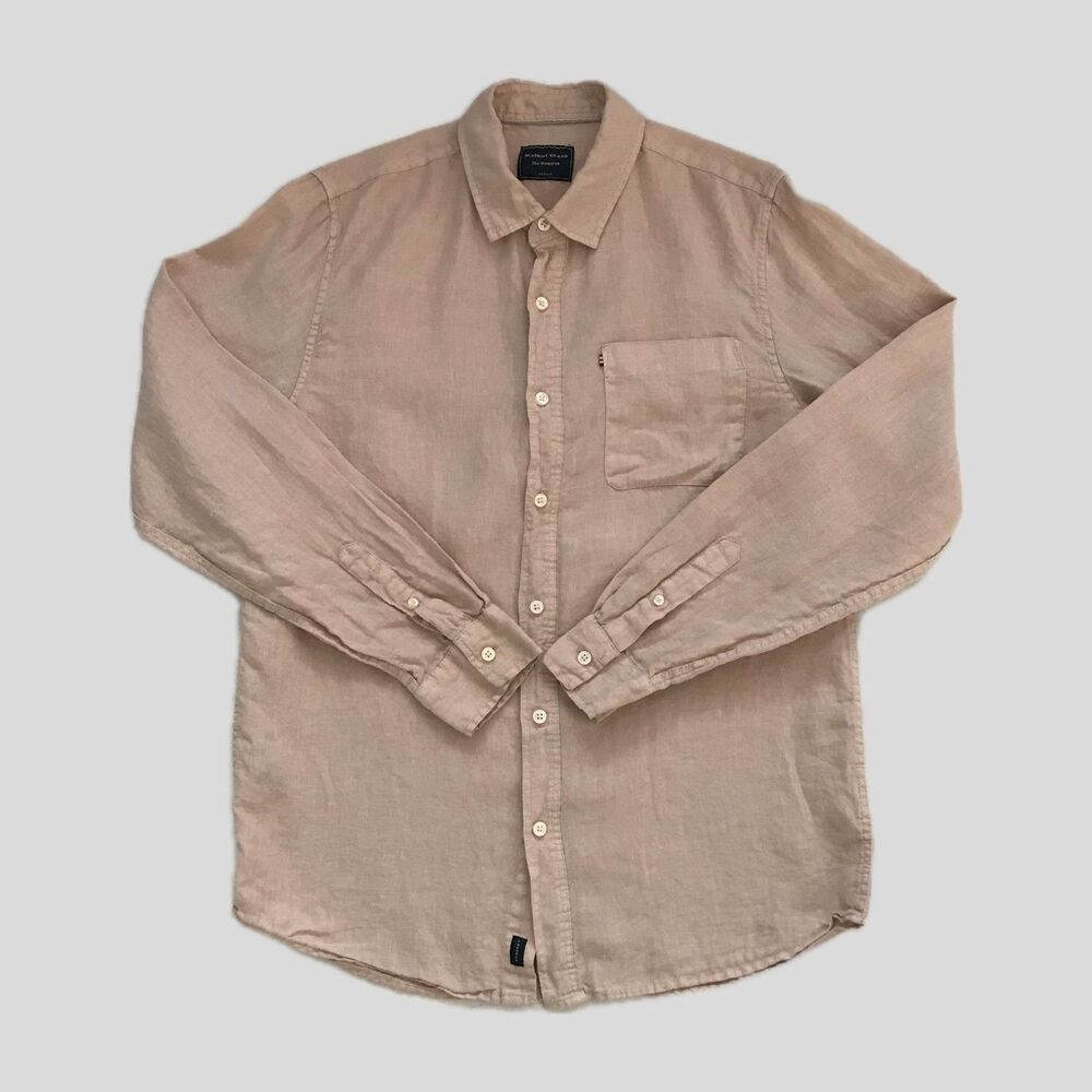 Academy Brand Pastel Pink Long Sleeve The Hampton Linen Shirt, Men's Size M